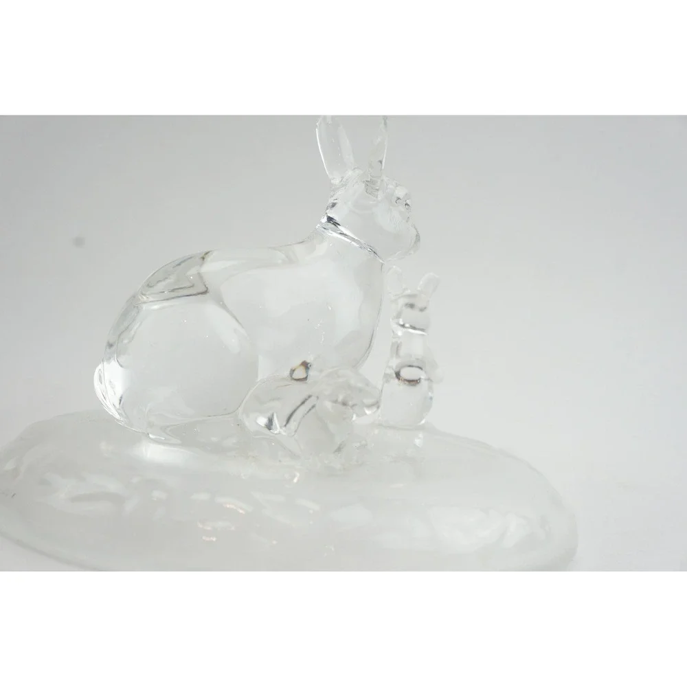 Cristal d'Arques 24% Lead Crystal Rabbit Bunny Family Figurine France 3.75